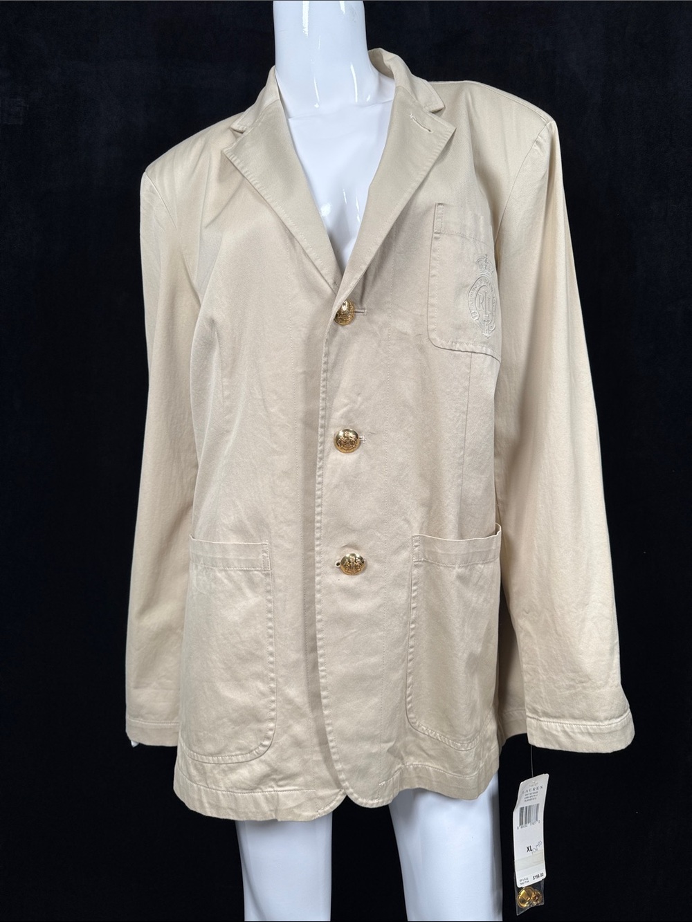 NWT Lauren Ralph Lauren Women's Beige Long Cotton Lightweight Jacket Size XL